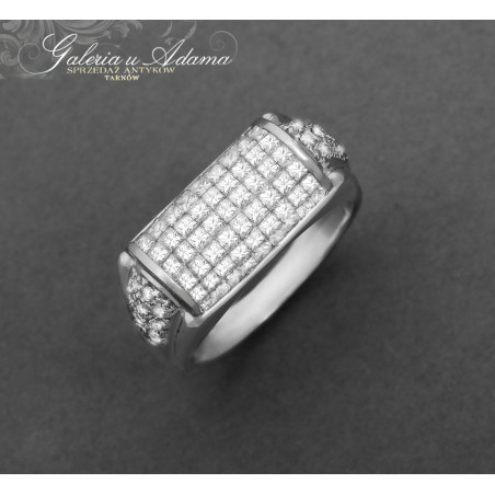 Pierścionek z białego złota-18 k (w~9,31 g) wysadzany brylantami- 1,70 k-NOWY !