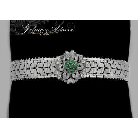 Bransoletka złota-18 k(w~35,96 g) Palermo wysadzana Szmaragdami naturalnymi-Piękna praca jubilerska !