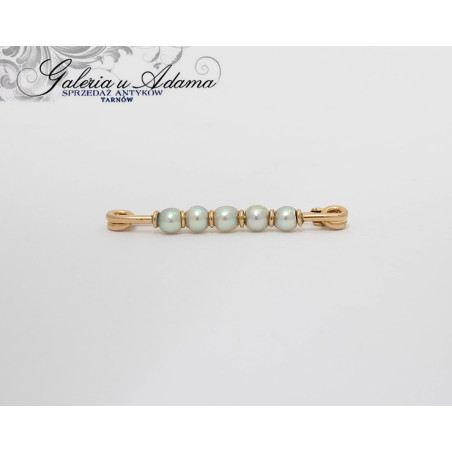 Broszka/spinka złota-18 k (w~1,81 g) wysadzana Perłami- Elegancka !