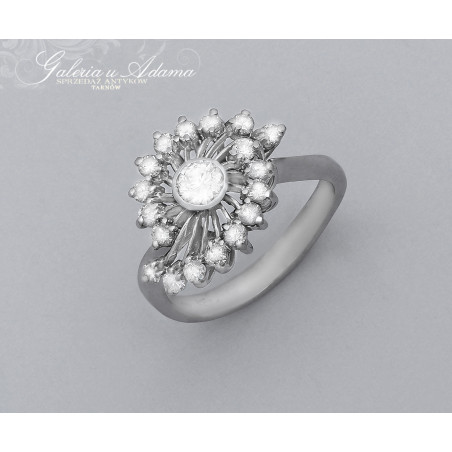 Pierścionek złoty-18 k (~4,63 g) wysadzany brylantami-1,08 k !