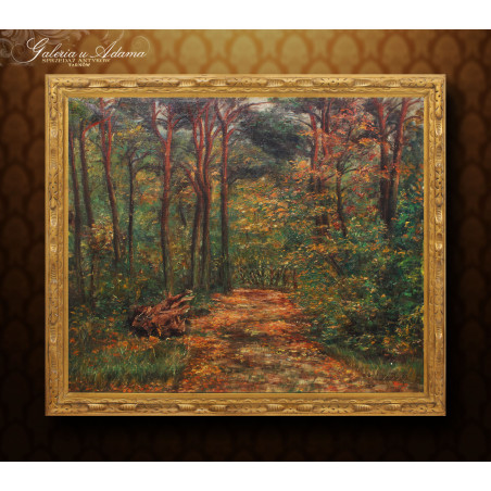 Obraz Olejny - H. REMES (1966) - LEŚNA DRÓŻKA.
