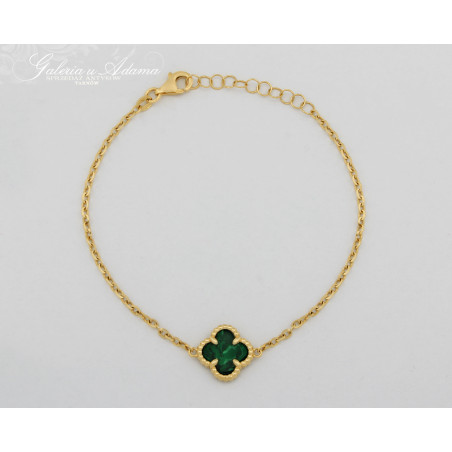 Bransoletka złota-18 k (w~3,02 g) wysadzana malachitem-NOWA, piękny prezent komunijny !
