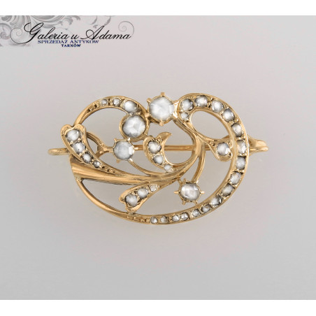 Broszo-wisior złoty-18 k (~4,88 g) wysadzany diamentami- 0,92 k !