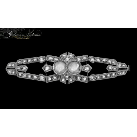 ART-DECO- Broszka platynowa-950 (~11,48 g) wysadzana brylantami- 3,80 k !