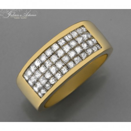 Pierścień złoty-18 k (~16,52 g) wysadzany diamentami- 2,40 k !!