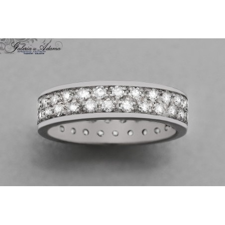 Obrączka z białego złota-18 k (~4,77 g) wysadzana brylantami- 1,00 karat !