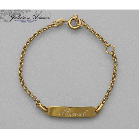 ZŁOTA-18 K (w~2,57 g) BRANSOLETKA Z IMIENNIKIEM.