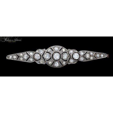 ART-DECO-BROSZA PLATYNOWO-ZŁOTA ( 14 K) WYSADZANA BRYLANTAMI- 2,80 KARATA !!!