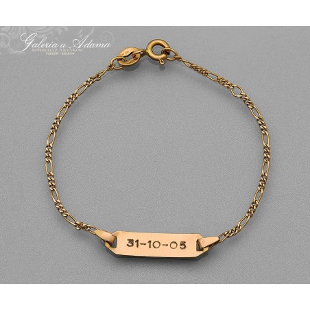 ZŁOTA-18 K (w~1,89 g) BRANSOLETKA Z IMIENNIKIEM.