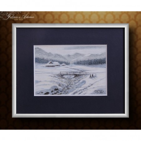 PASTEL - R. STAŃKO ( POLSKA ) - PEJZAŻ ZIMOWY W TATRACH-1999 r.