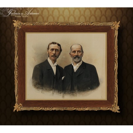 Władysław Czachórski (Lublin 1850 - Monachium 1911)-Autoportret artysty z przyjacielem Władysławem Szernerem-Technika mieszana.