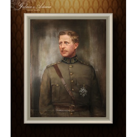 Pastel–Jadwiga MATAWOWSKA (1874-1963) vel Hedda Stoffrengenw- Portret króla Belgów Alberta I.