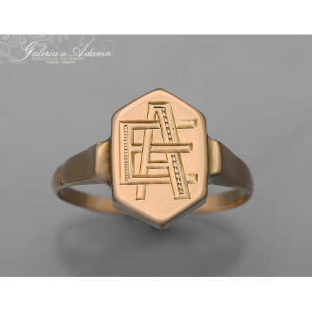 SYGNET ZE ZŁOTA-18 KARAT Z GRAWEROWANYM MONOGRAMEM “ A E” -W.3,620 g !!